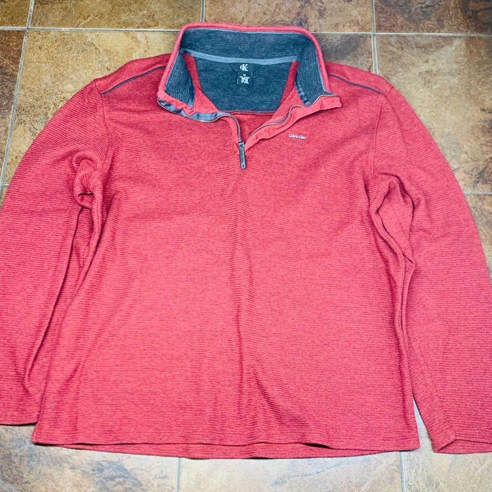Calvin Klein Red Zip Up Sweater